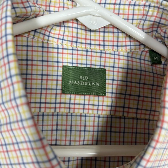 Sid Mashburn Shirt Mens M Red Blue Yellow Check Long Sleeve Button Up Preppy - Picture 6 of 9